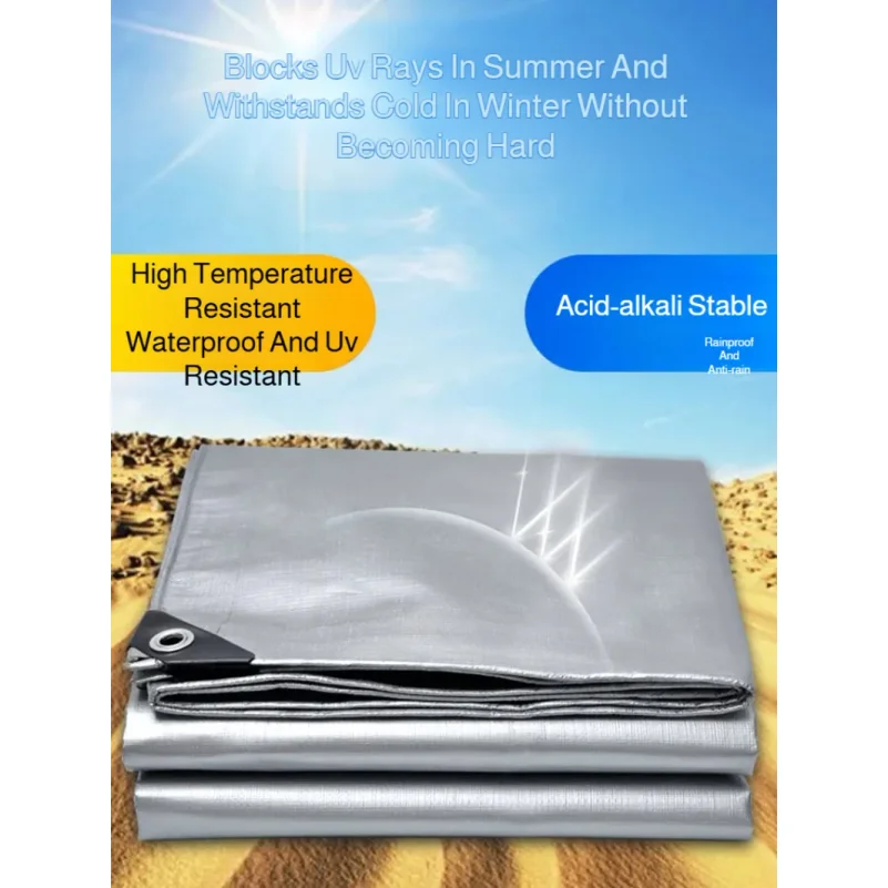 3-Layer Double Silver Coated Sun Shade Cloth, Thickened Waterproof Anti-UV Awning Fabric, Rainproof Sunscreen Cover for Truck Ou
