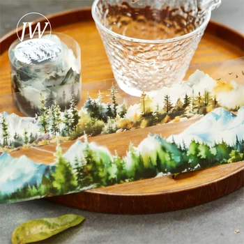 JIANWU 45mm * 200cm seria górska i leśna Vintage roślina materiał do kształtowania krajobrazu kolaż taśma PET kreatywny dziennik DIY artykuły papiernicze