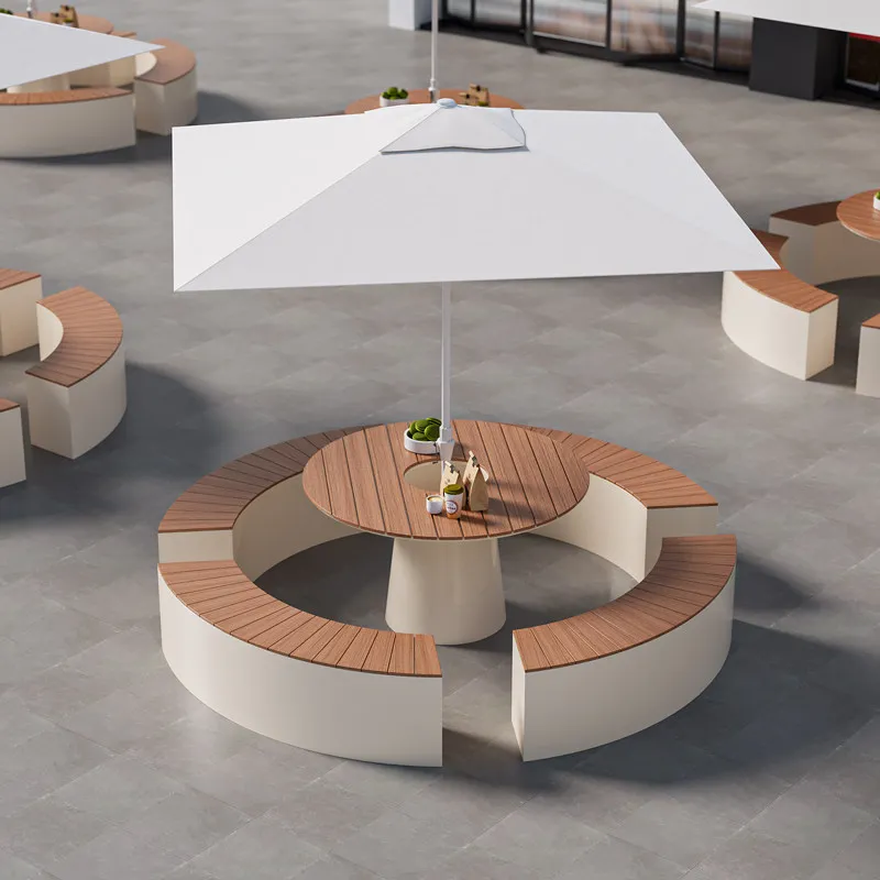 open-air table and chair combination outdoor terrace balcony waterproof and sunscreen park leisure terrace plastic wood