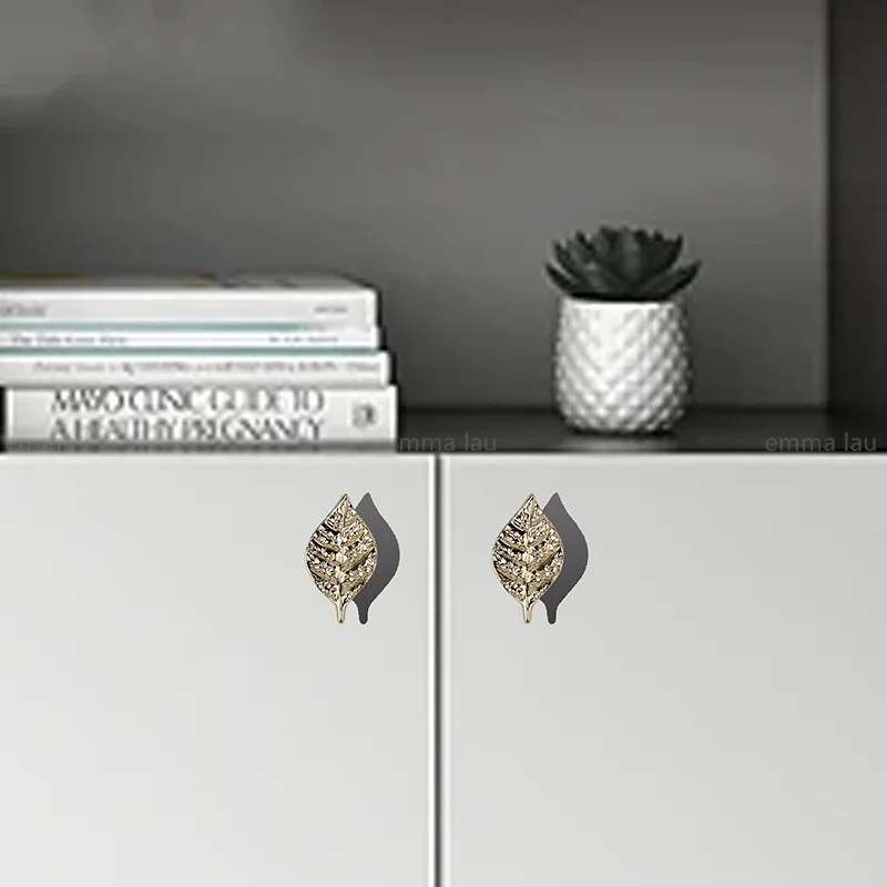 Apple Leaf pegangan furnitur pegangan kecil kenop laci campuran seng pintu kabinet lemari baju Cupbaord menarik perangkat keras Diy
