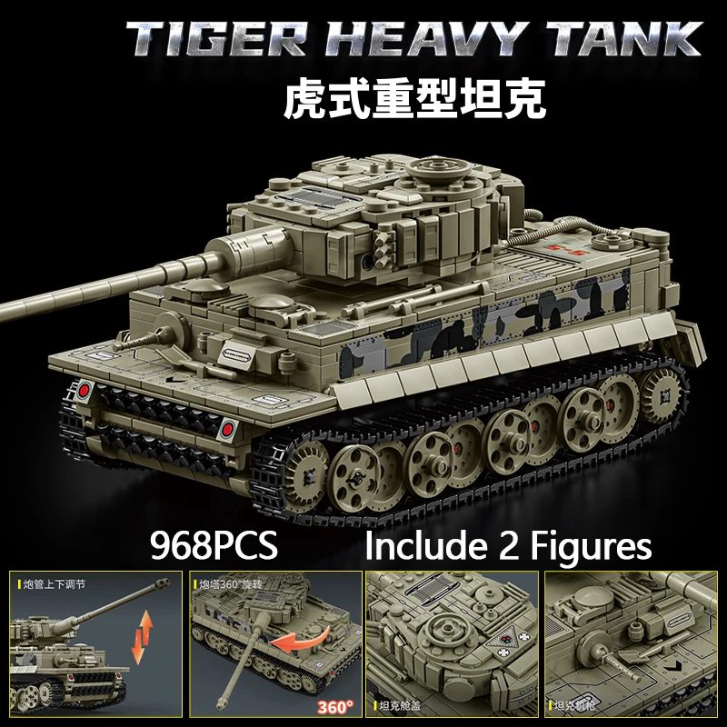 

Military Classic Tank Building Blocks Set NEW Army Armored Car Model Panzer MOC DIY Bricks Toys Adult Kids Boys Gifts