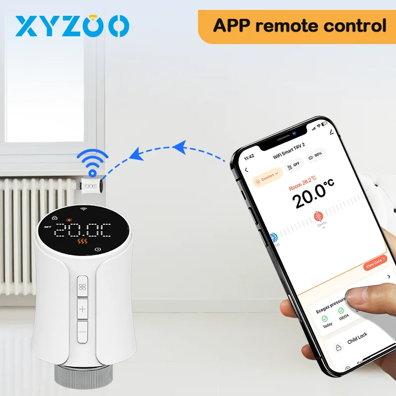 Tuya WiFi Radiador Válvula Termostato, Smart Home Aquecimento, TRV APP, Termorregulador Remoto, Controle de Voz, Alexa, Google Home, Alice