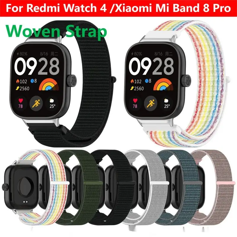 Nylon Woven Strap For Redmi Watch 4 Sports Bracelet Replaceable Wristband For Xiaomi Mi Band 8 Pro Adjustable Wrist Band Watch4