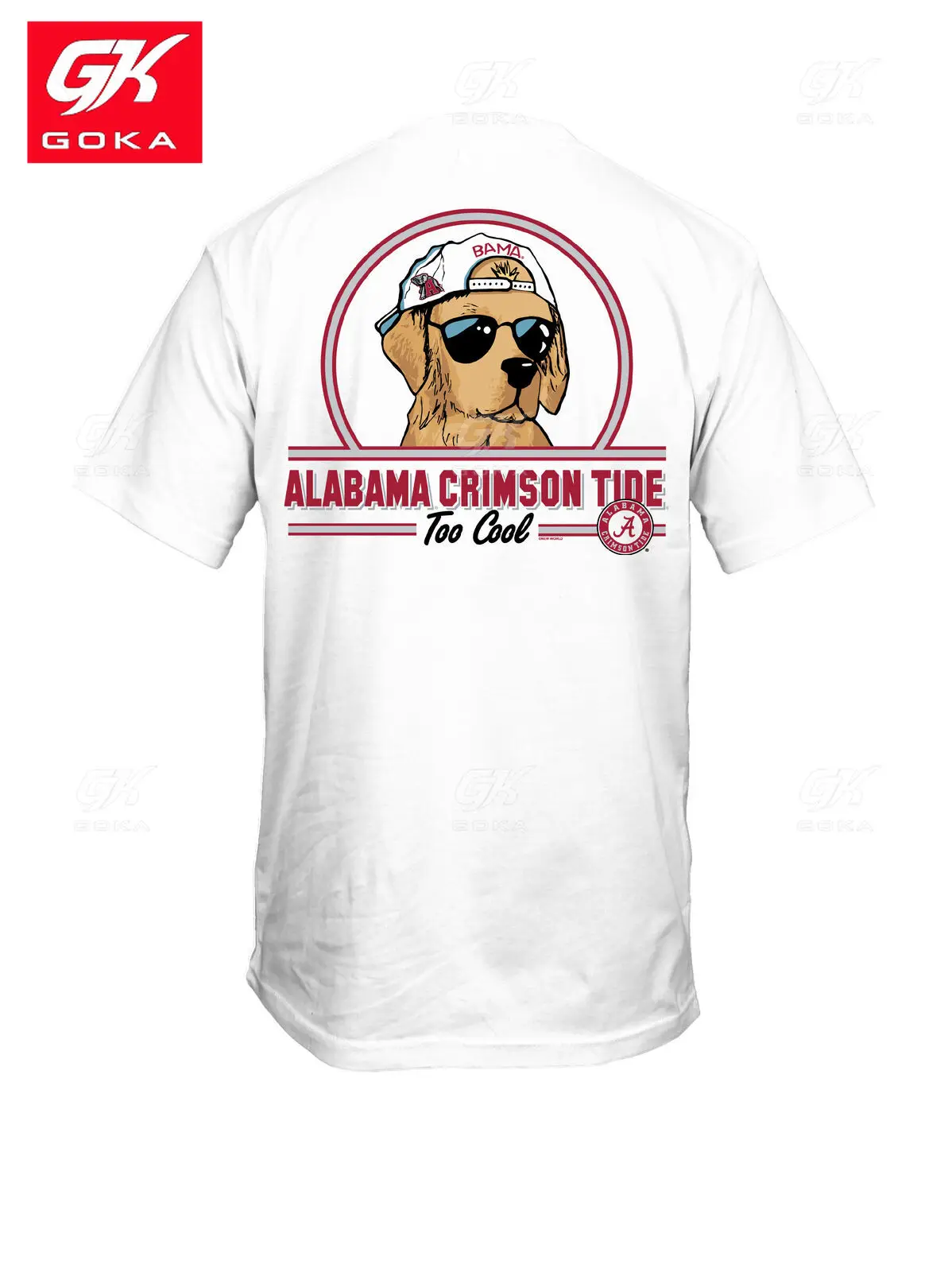 New World Graphics Collegiate Football Alabama Too Cool Dog Adult Short Sleeve Graphic Cotton T Shirts for Mens Clothing Tees