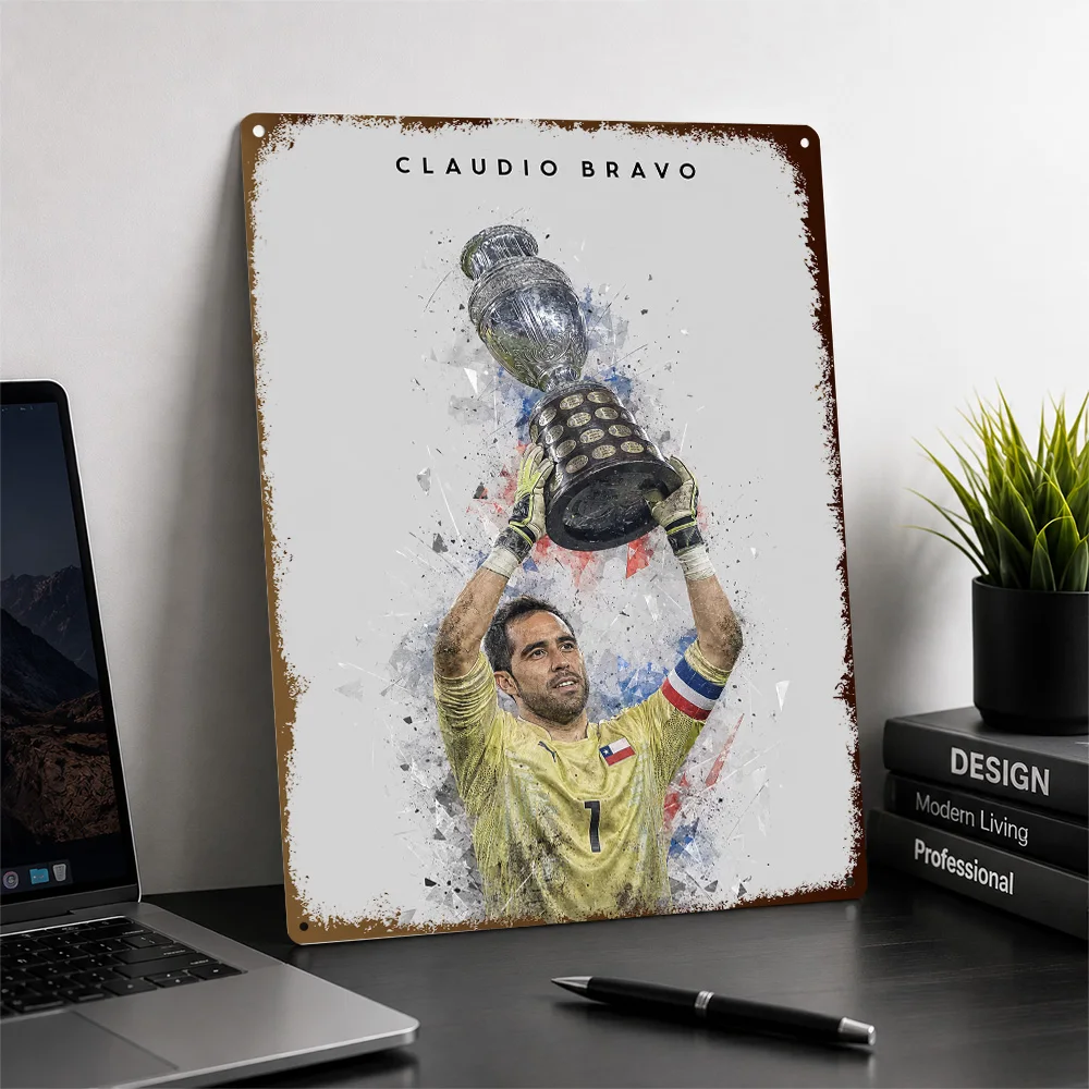 Claudio Bravo Football Aluminum Poster Personalized Metal Sign Victory Moment Style Wall Art For Entertainment Space And Study