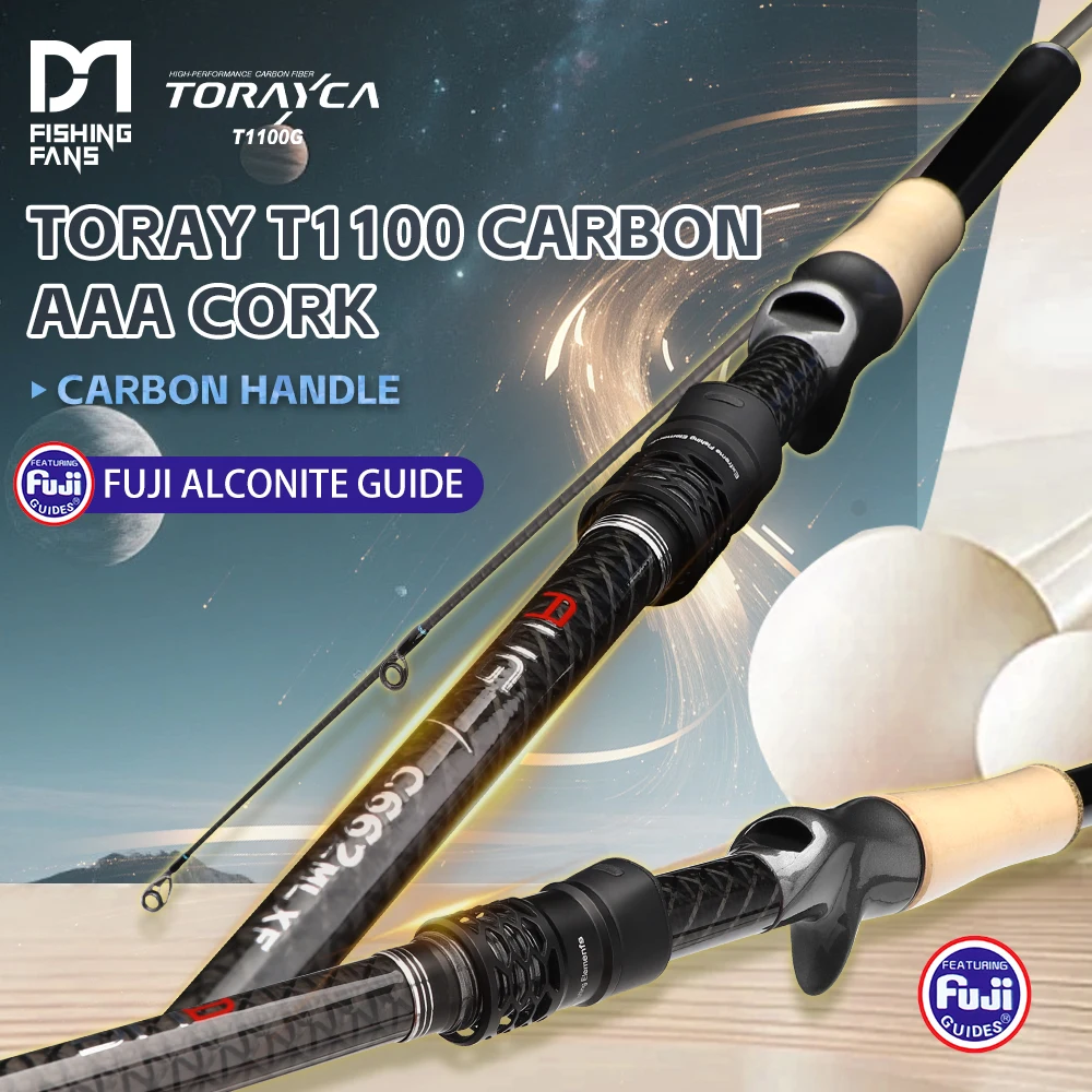 

FISHINGFANS AUG1014 L M TORAY T1100 Carbon FUJI Alconite guide 4 Axis Cross Carbon AAA cork Carbon handle Lure Fishing rod
