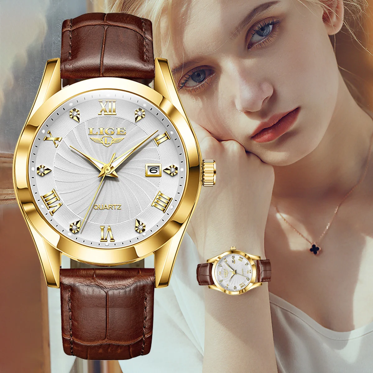 LIGE Women Watch Fashion Leather Strap Sport Waterproof Watches For Women Top Brand Luxury Ladies Classic Watches Reloj Mujer