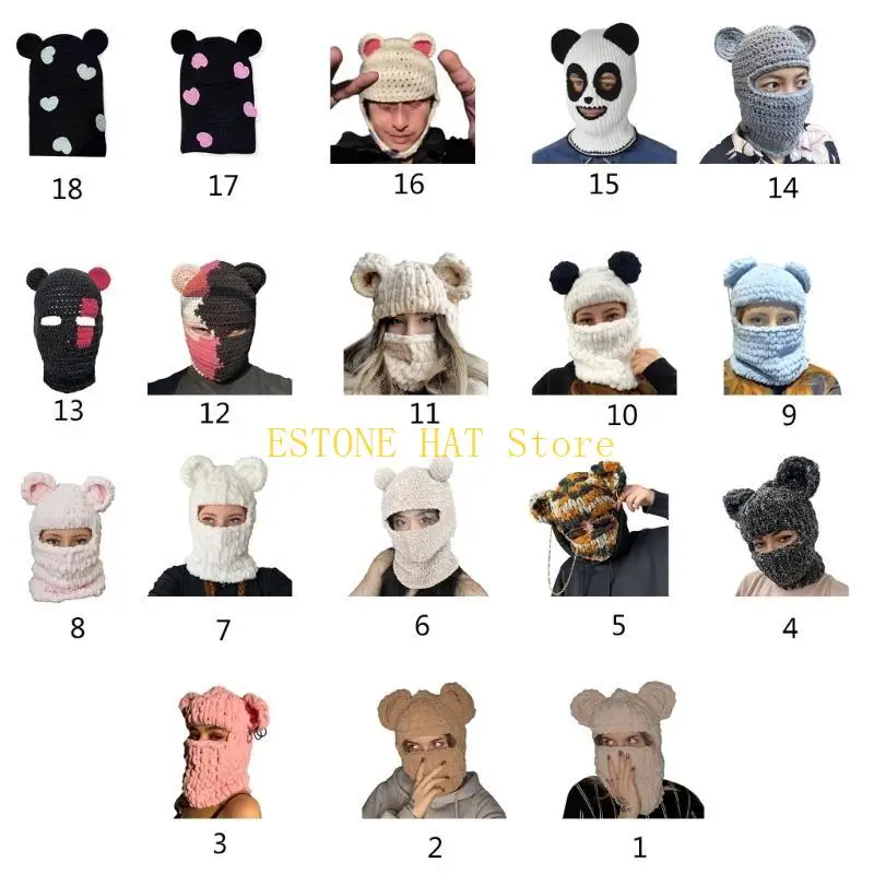 49MF Oversized Bear Hat Neck Warmer New Year Halloween Party Festive Stage Shows