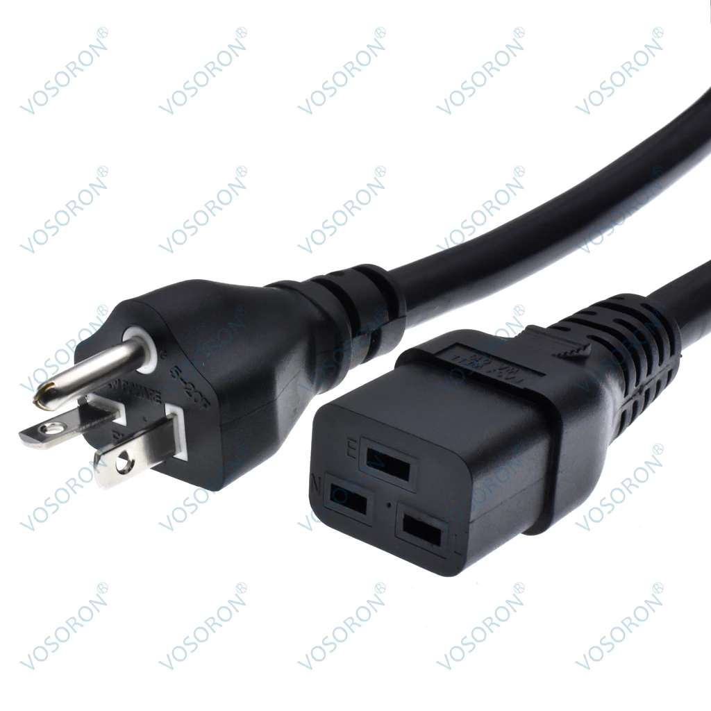 American Power Cord Extension, NEMA 5-20P to C19,6ft/1.8m, 3X12AWG SJT 20A 125V,NEMA 5-20P to IEC320 C19 PDU UPS Power Cord