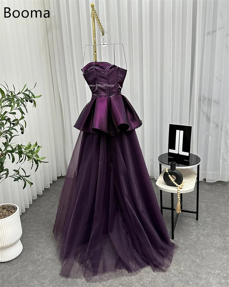 Booma Purple Strapless A-Line Evening Dresses Pleat Long Sleeveless Prom Gowns 2025 Evening Party Gowns Customized