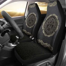 Viking Odin’S Raven Rune Circle Car Seat Covers,Pack of 2 Universal Front Seat Protective Cover