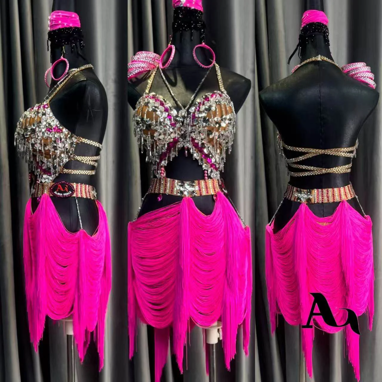 

Латинские танцы AB Stone для женщин, взрослых и детей, элитное индивидуальное красочное полуюбка с кисточками ярких цветов, черное платье для самбы в бассейне