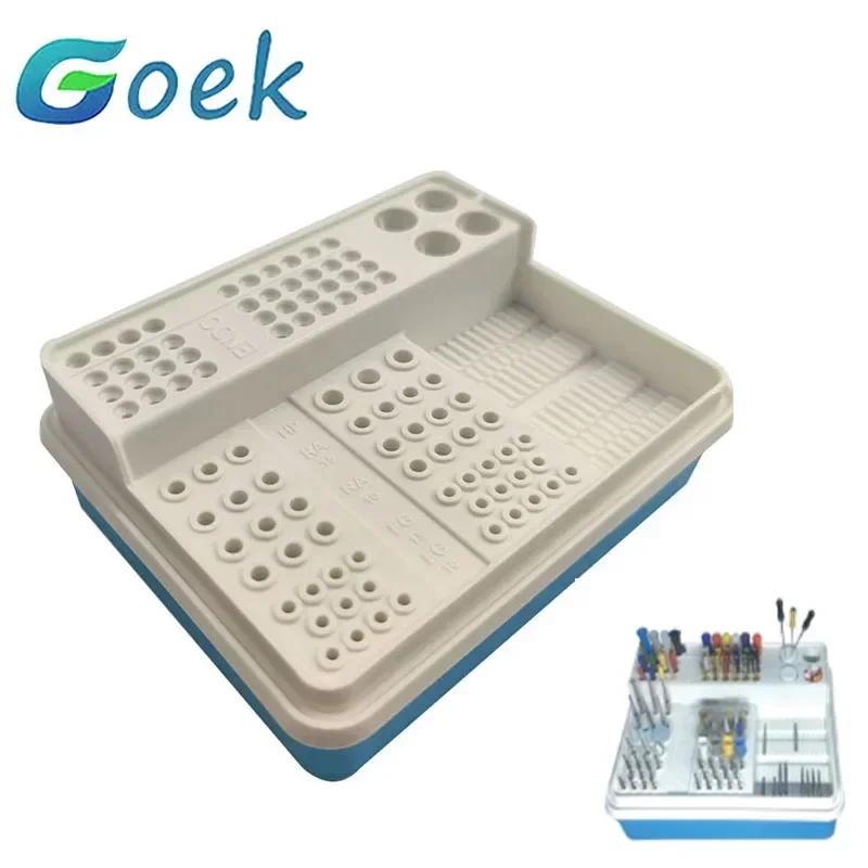 91pcs Holes Dental Endo Management Box for Placing Small Appliances Dentistry Products Retainers Box Laboratory Tool Blue/White