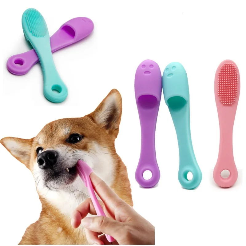 Pet Silicone Finger Toothbrush for Dogs Cats, Teeth Cleaning Brush Remove Tartar Plaque Pet Oral Care Grooming Tool