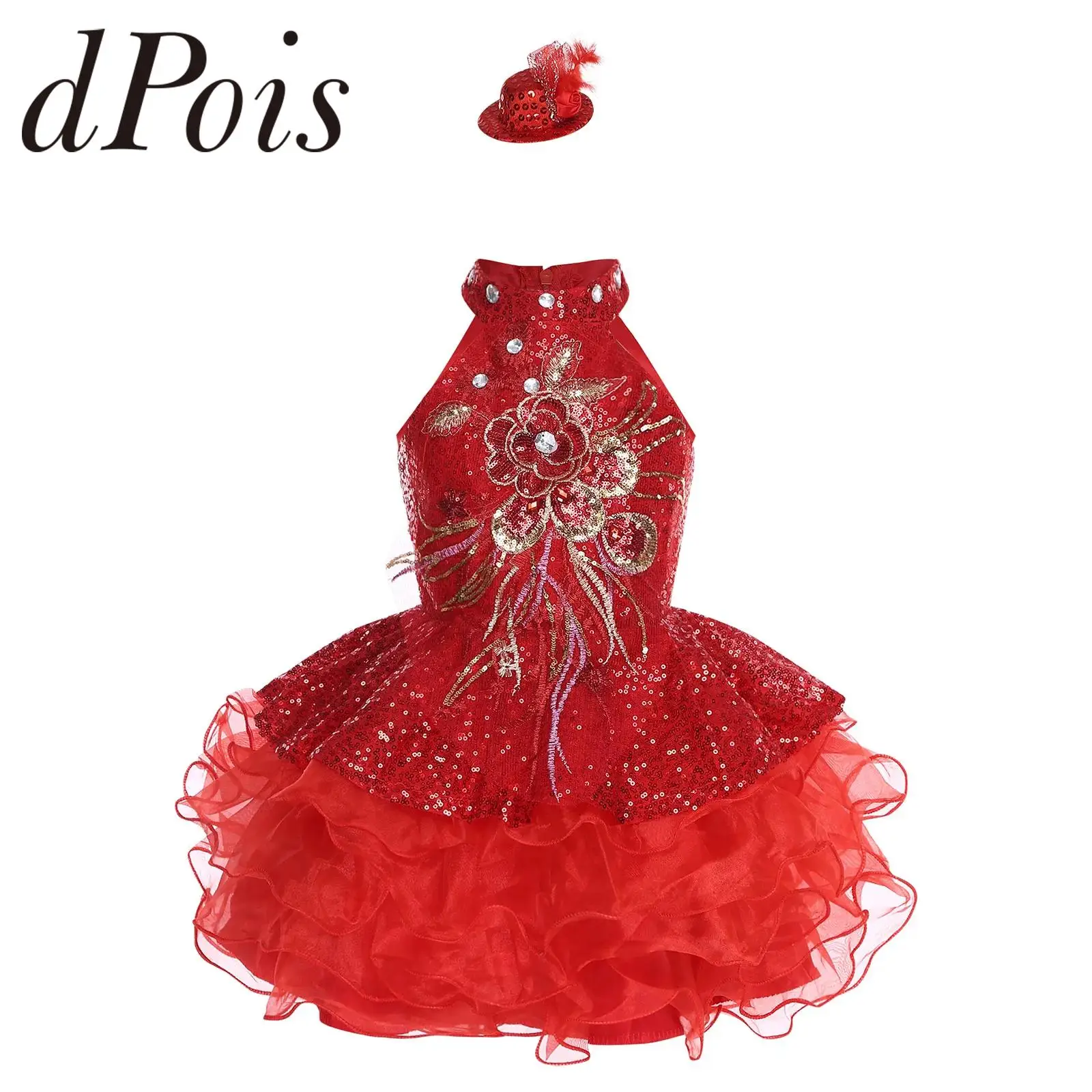 

Детская блестящая танцевальная одежда для девочек: праздничный костюм для джазовых танцев, платье с пайетками, балетное платье-пачка для выступлений на сцене