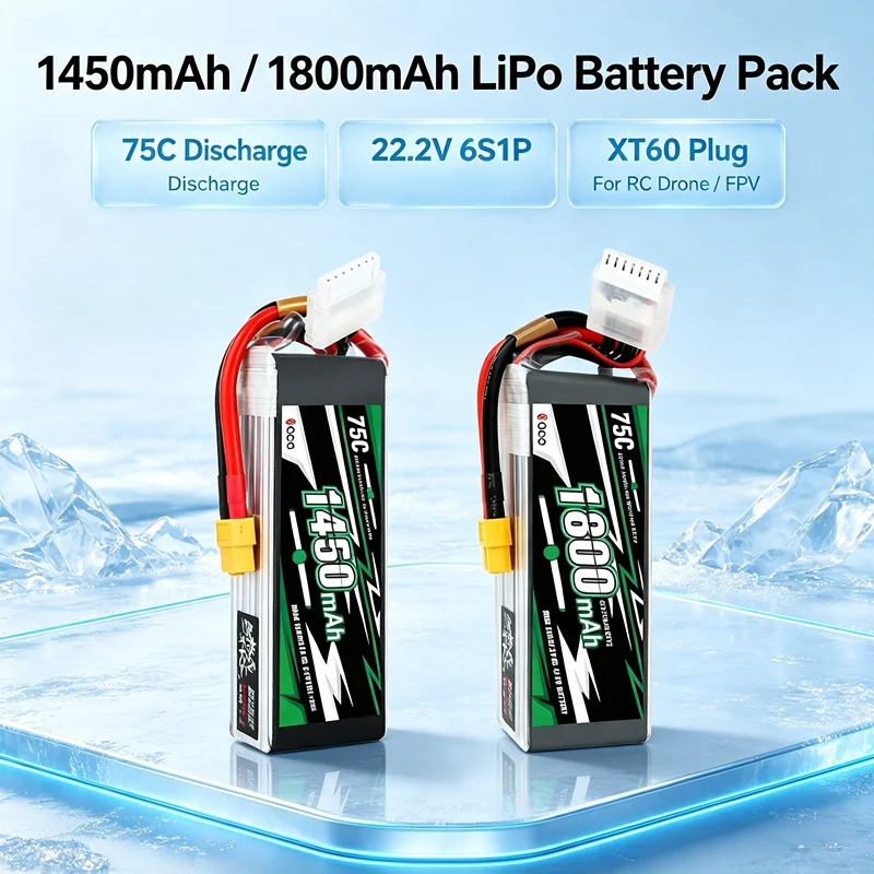 1/3Pcs Gens ACE  6S 22.2V 1450mAh 1800mah 75C LiPo Battery For RC Helicopter Quadcopter FPV Racing Drone Parts With XT60 Plug