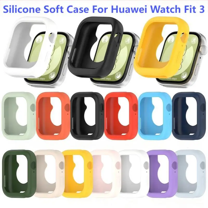 

Silicone Case For Huawei Watch Fit 3 Smart Watch Strap TPU Protective Soft Bumper Cover Fit3 Protector Shell Accessories Adapter