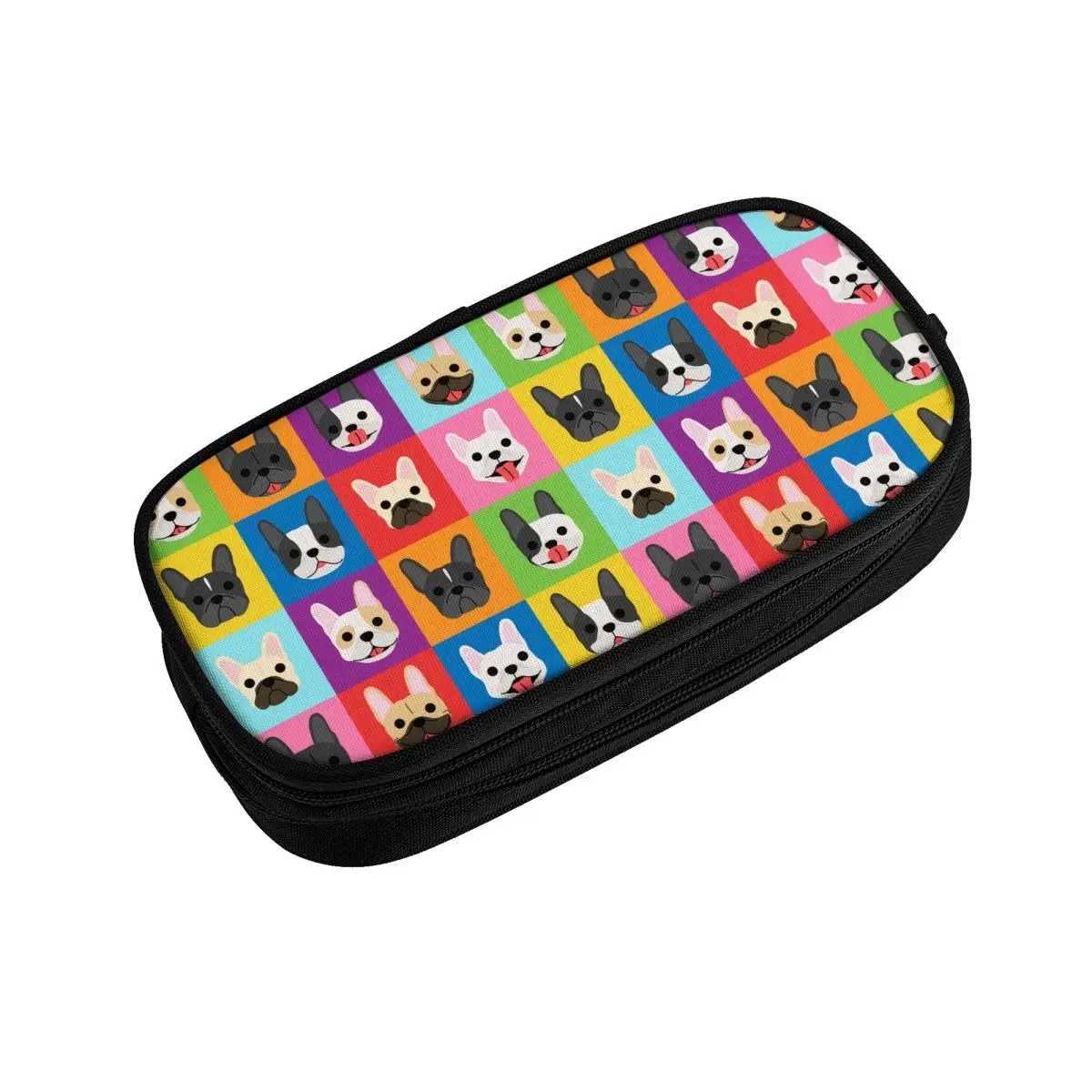 Estuches de lápices Kawaii con caras de Bulldog Francés estilo Pop Art, estuche de lápices para regalo de mascotas y perros, papelería para estudiantes