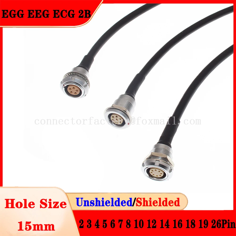 

EGG EEG ECG 2B Aviation Metal Push Pull Self-locking Connectors Female Sockets With Cable 2 3 4 5 6 7 8 10 12 14 16 18 19 26 Pin