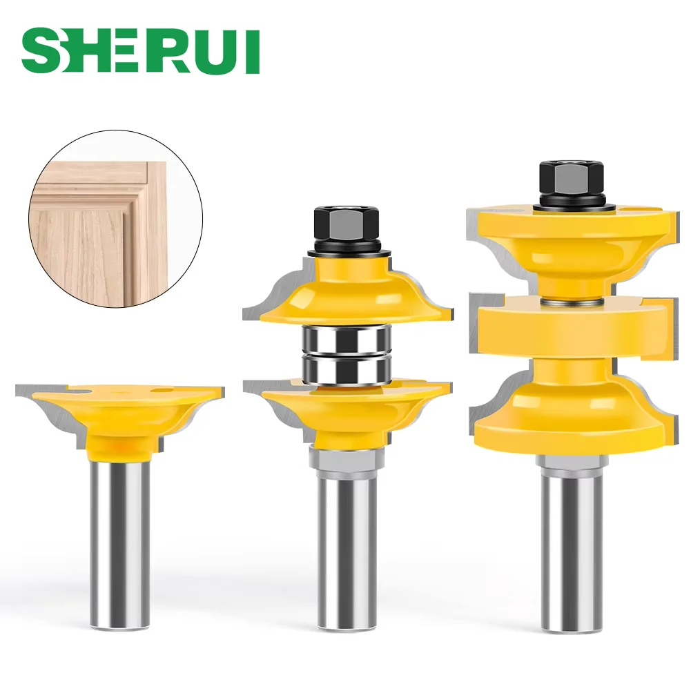 3pcs 12mm 8mm 12.7mm Shank Entry Interior Tenon Door Router Bit Set Ogee Matched R&S Router Bits Carving For Wood