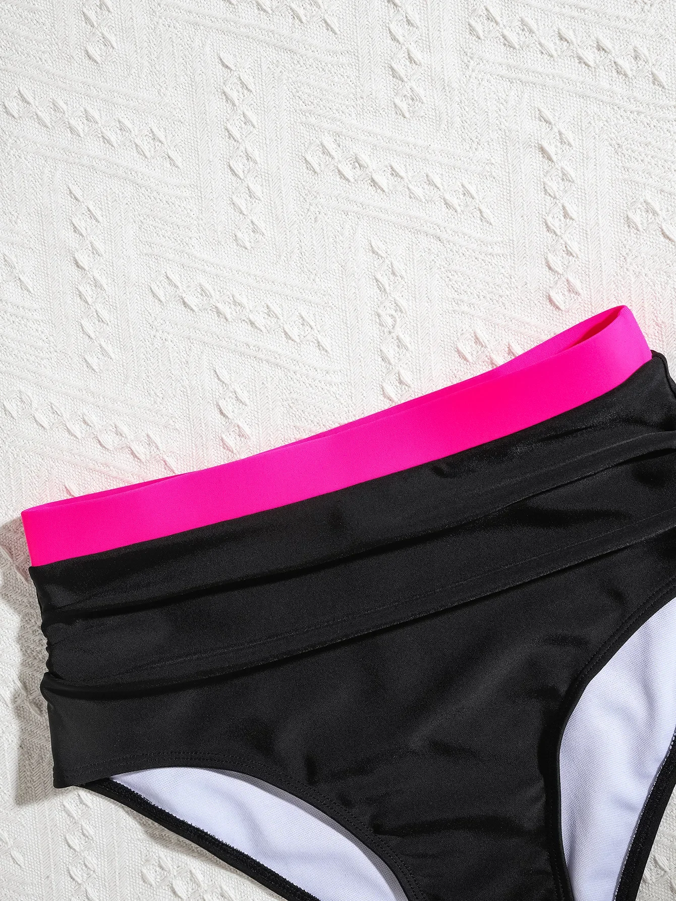 Vintage noir Patchwork Bikini ensemble 2025 femmes Double sangle col en V Push Up plissé taille haute maillot de bain plage maillot de bain maillots de bain