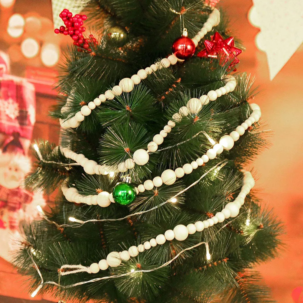 

1pc Wooden Bead Garland Decor Hanging Pendant For Home Wall Door Xmas Tree Decoration Wood Bead String Party Supplies Holiday