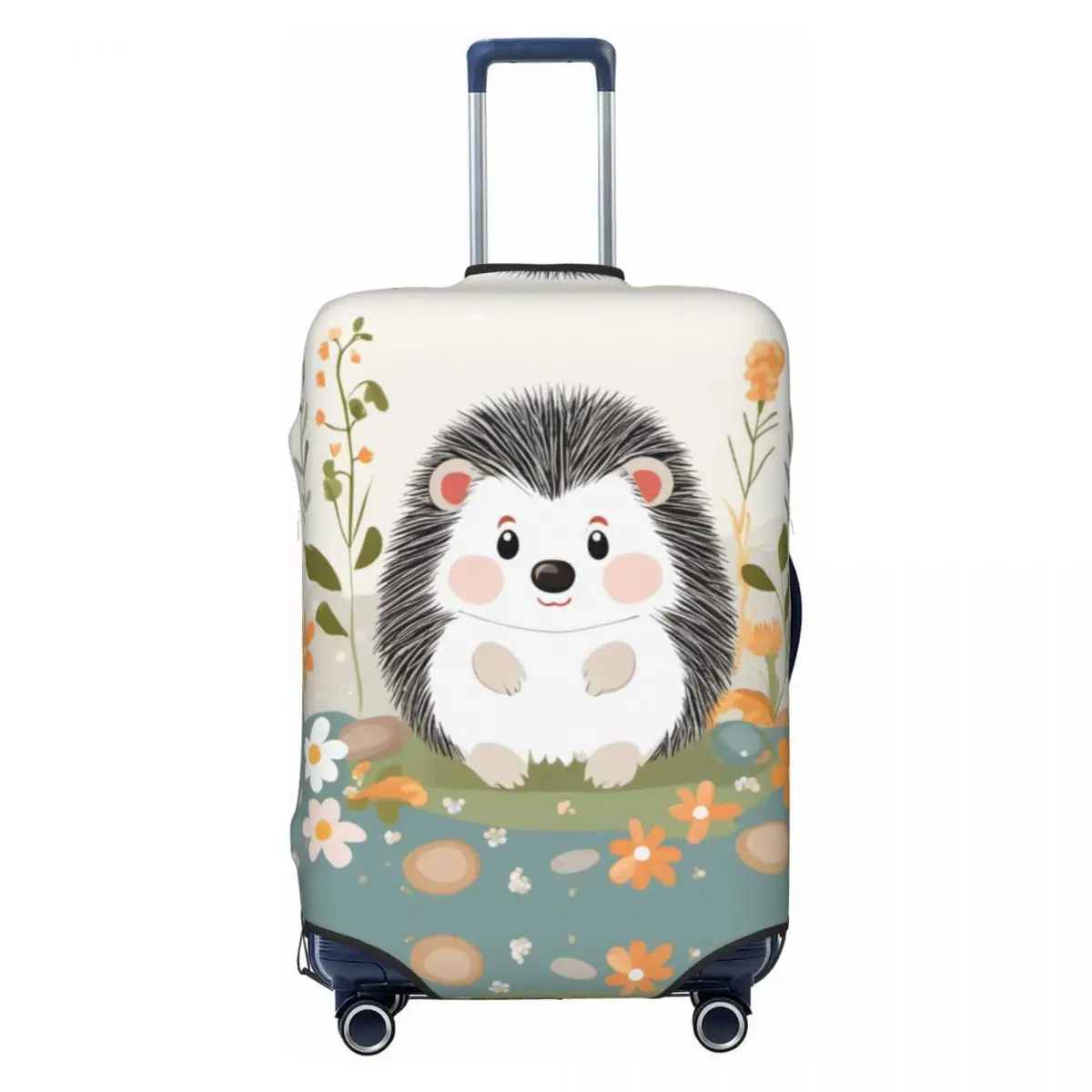 Kawaii Cartoon Pineapple Hedgehog Suitcase Cover Animals Cruise Trip Holiday Fun Luggage Accesories Protection