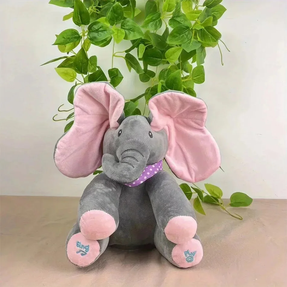 Giocattoli di elefante animati Peluche Elefante che canta con orecchie Giocattolo di peluche elettrico in movimento Simpatico elefante di peluche per regalo per bambini