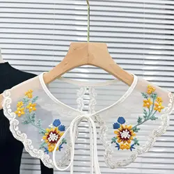 Cuello falso con lazo dulce para mujer, camisa, vestido, suéter, cuello desmontable, chal de capa pequeña, cuello falso decorativo