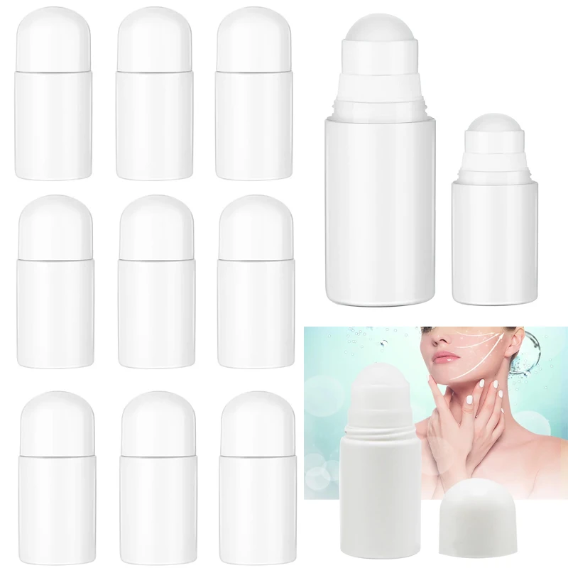 30ml 50ml Plastic White Roller Bottle Empty Refillable Rollerball Bottles For Deodorant Essential Oils Perfume Cosmetics