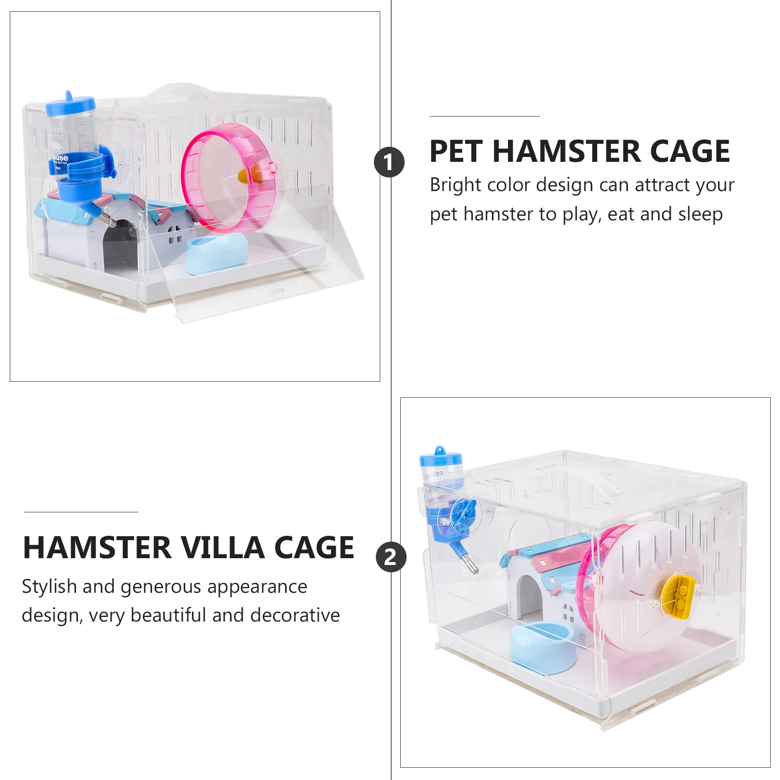 

1Set Transparent Hamster Cage Acrylic Habitat Sturdy Eco-Friendly Design Compact Single Layer Small Animal Home Drawer