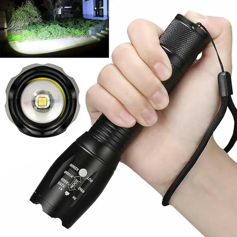 

Portable Aluminum Alloy LED Flashlight USB Rechargeable Powerful Tactical Zoom Torch Waterproof Outdoor Camping Light