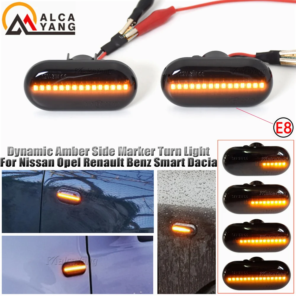 

For Dacia Duster Dokker Lodgy Renault Megane 1 Clio1 2 KANGOO ESPACE Smart Fortwo 453 Led Dynamic Side Marker Turn Signal Lights