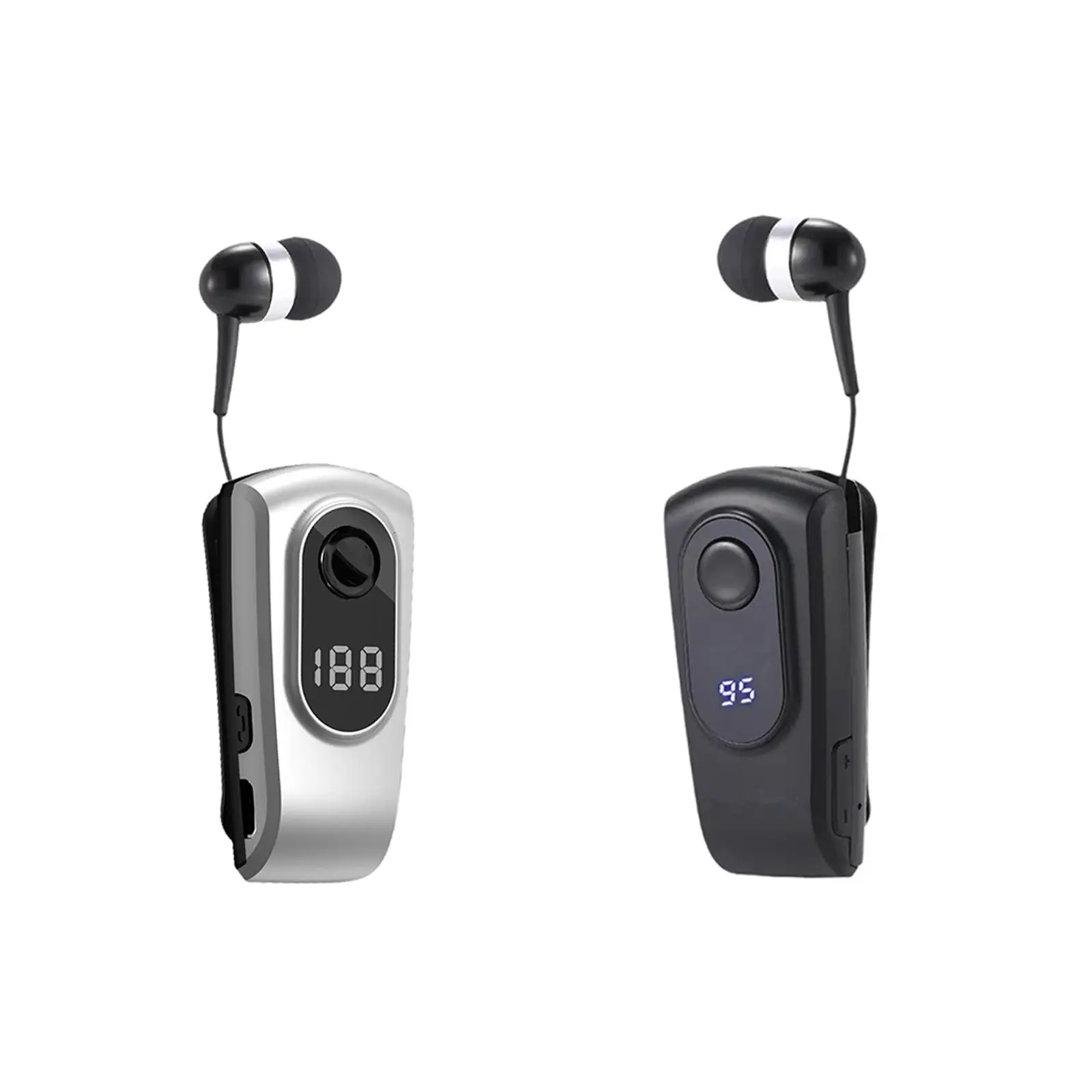 Retractable Wireless Headset Mic Clip on Earpiece for Phone Workout Jogging