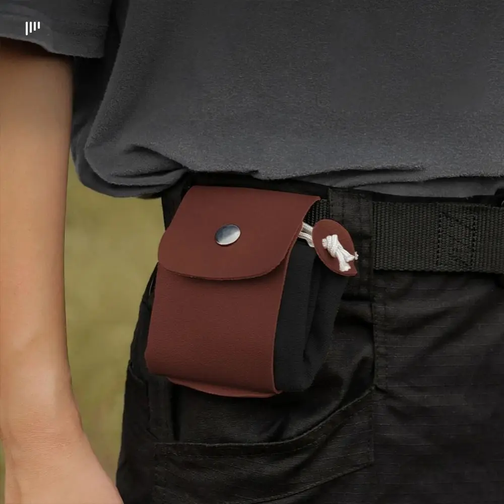 Collapsible Canvas Storage Bag Waxed Canvas PU Leather Outdoor Foraging Bag Drawstring Closure Buckle Belt Garden Picking Pouch