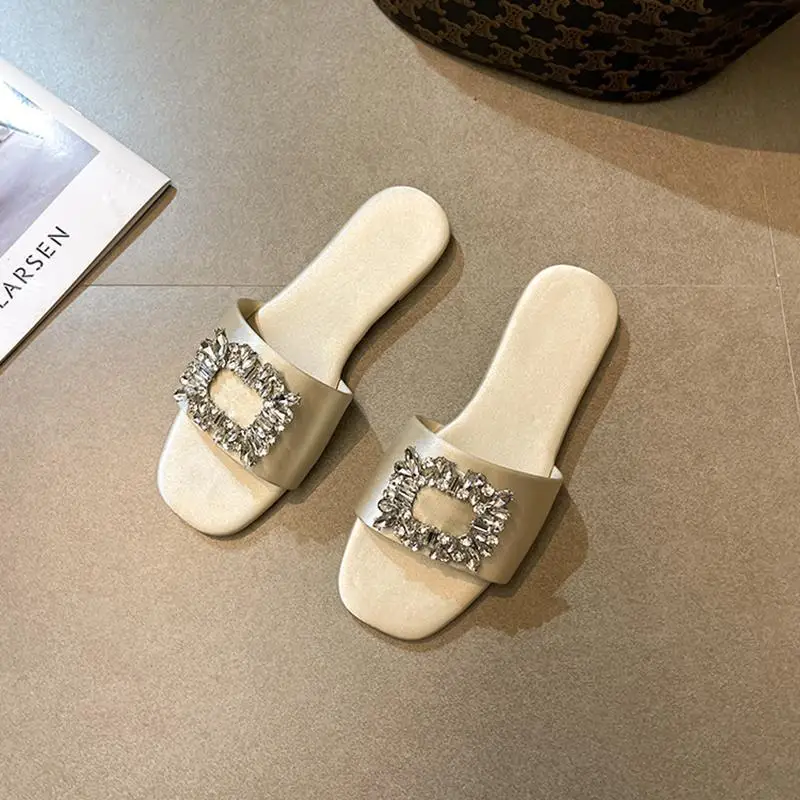 comfortable-flat-bottom-slip-on-sandals-with-square-buckle-summer-new-style-fairy-style-casual-one-strap-diamond-decorated-sl