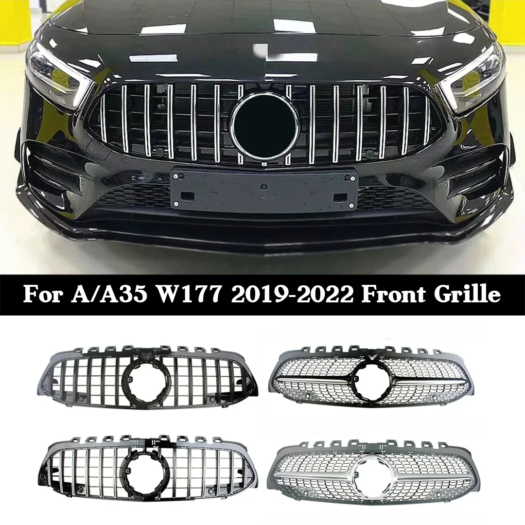 

Для Mercedes-Benz A35 AMG W177 2019-2022 Diamond GT Style Решетка переднего бампера, замена сетки крышки воздухозаборника