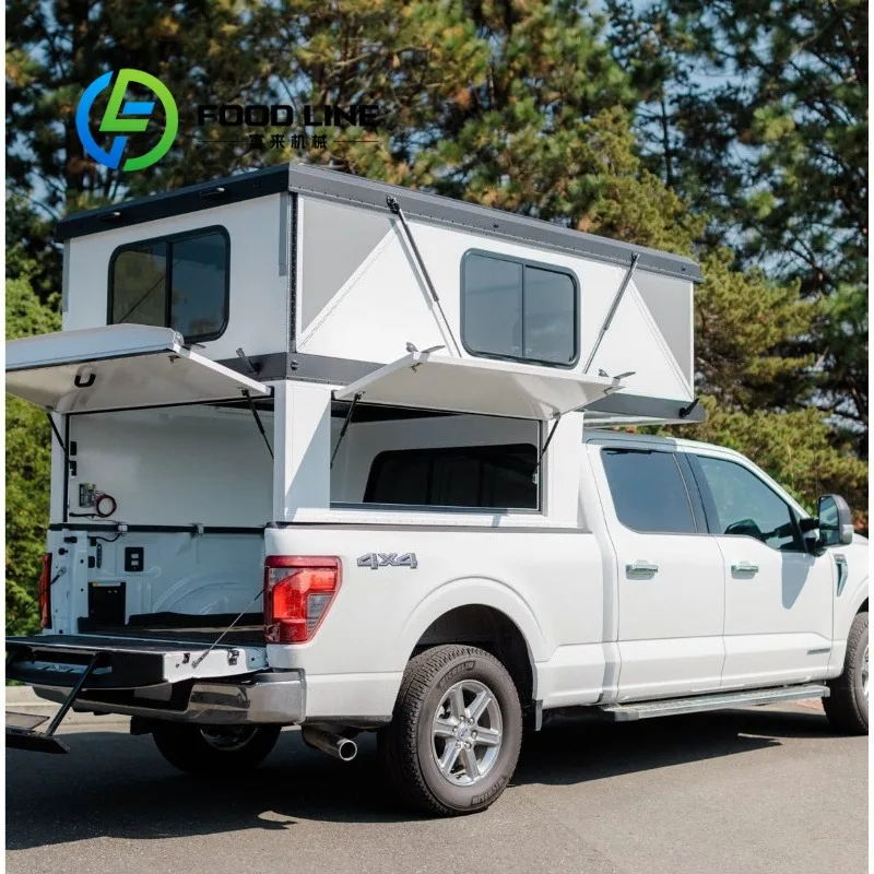 Truck Bed Pop Up Camper Low‑Profile Aerodynamic Design With Large Storage Space For Road Trip Adventure, Pickup Bed Camper