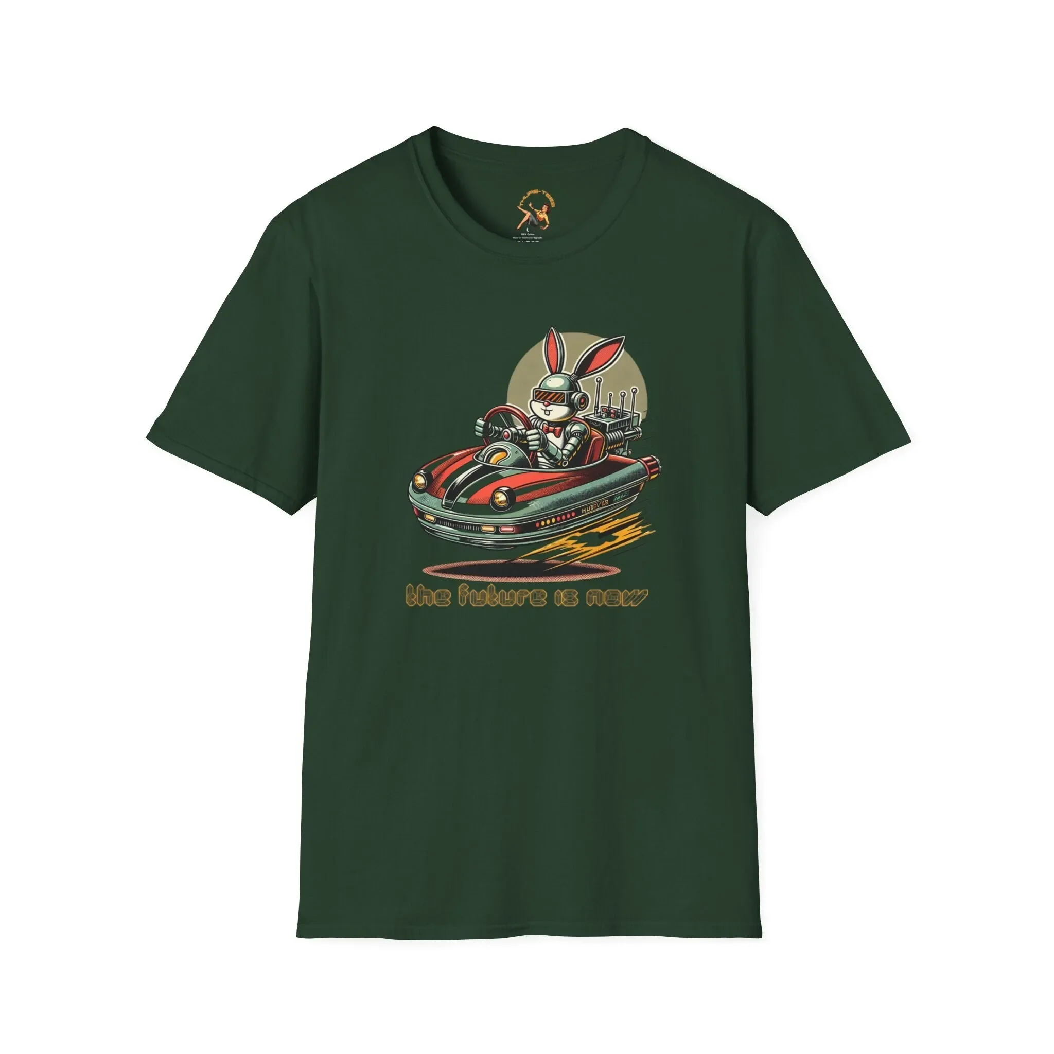 The Future Is Now T Shirt Robot Rabbit Robo Futuristic Hovercar Retro Comic 50 s Vintage Sci Fi Science Fiction