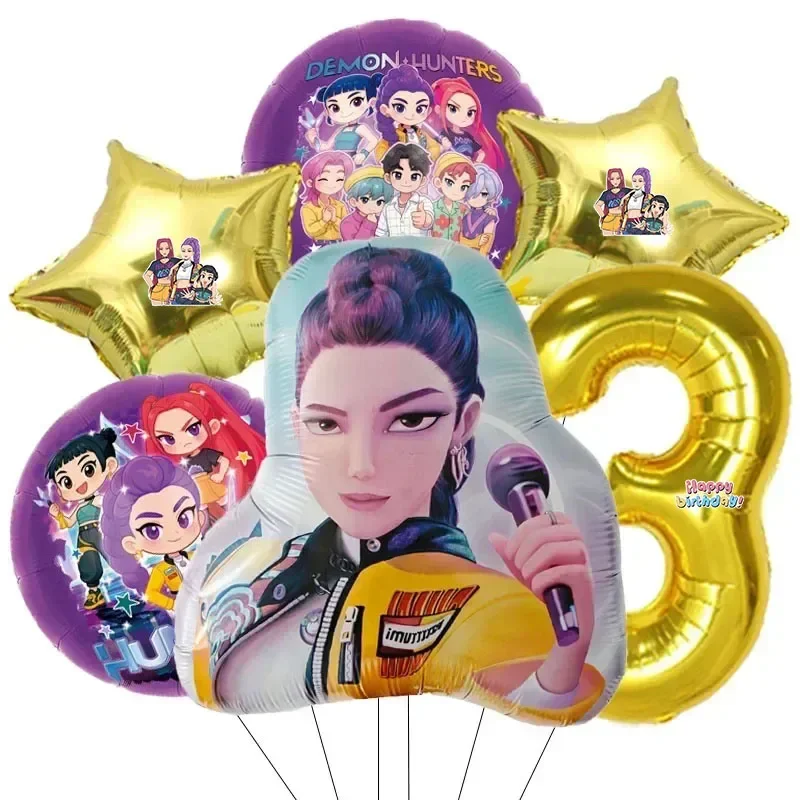 6pcs Aluminum Film Music Girl Birthday Party Decoration Ball Number Digit 0-9 Balloon Set Baby Shower Party Supplies Gift - view 3