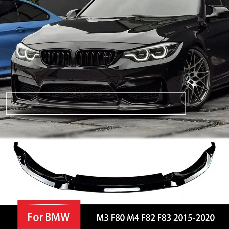 Front Bumper Lip Spoiler Front Bumper Protector Lower Blade Splitter for BMW M3 F80 M4 F82 F83 2015-2020 V-shaped Front Shovel