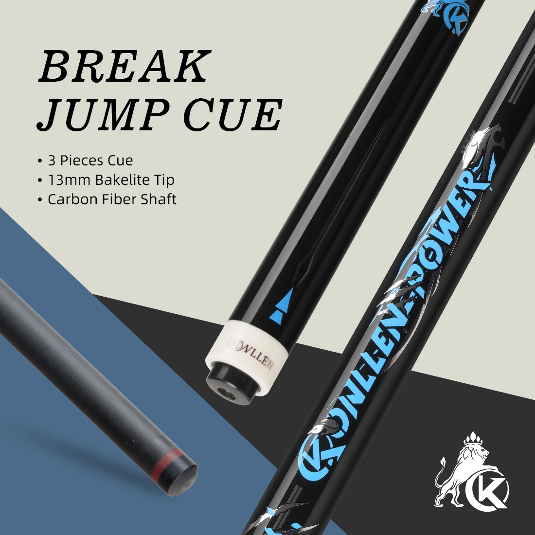 

Кий KONLLEN для прыжков с черной технологией из углеродного волокна 12,9 мм Professional для бильярдного кия Stick