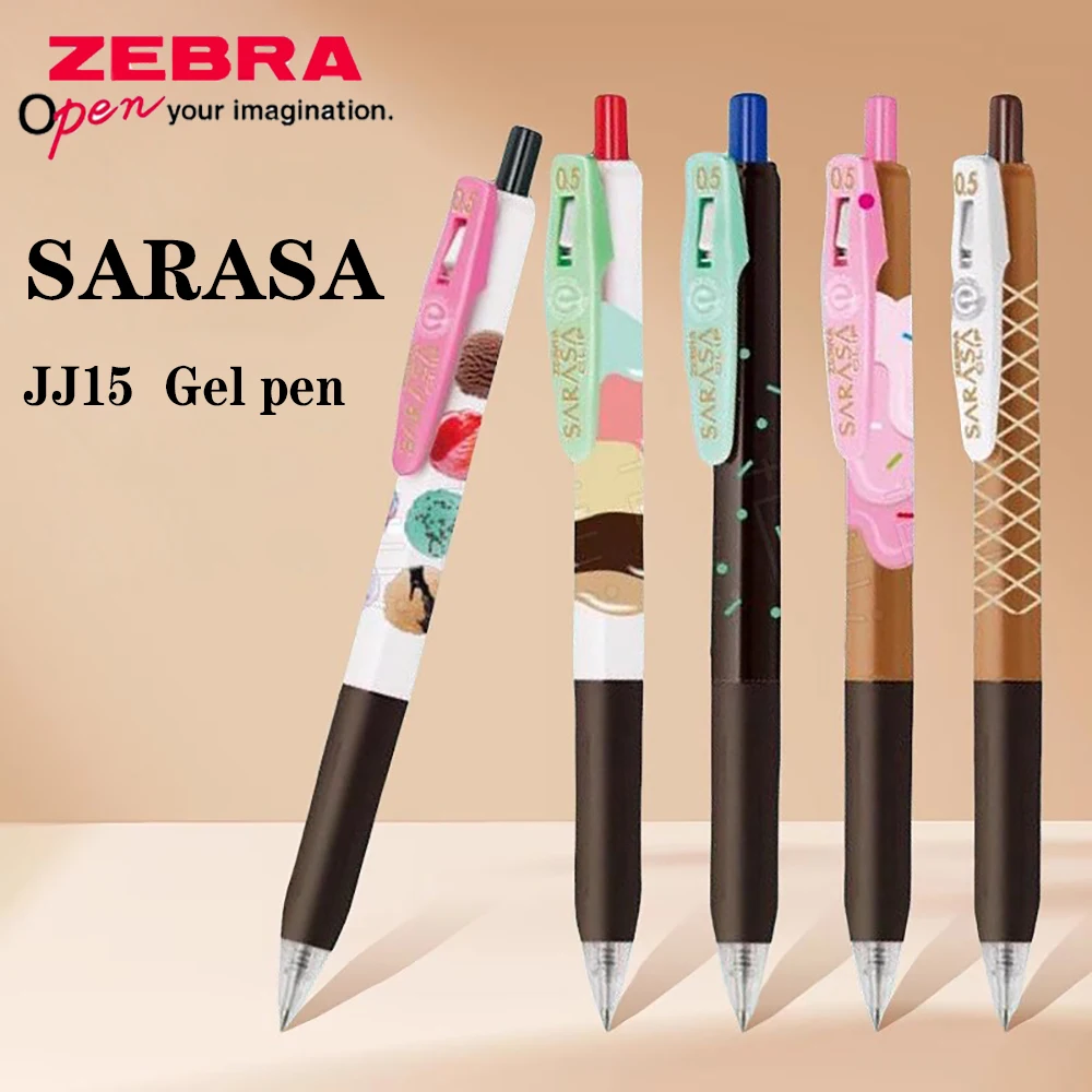 

5 шт., японская гелевая ручка ZEBRA SARASA, лимитированная мороженое JJ15, большая емкость, цветная ручка, справочник, живопись, 0,5 мм, художественные канцелярские принадлежности