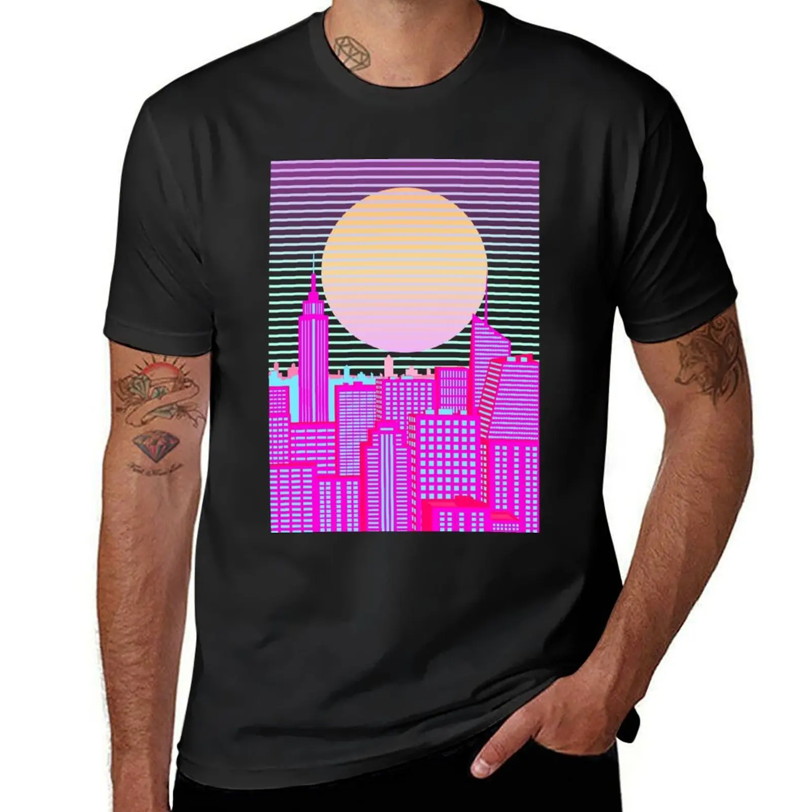 Hello New York Pink Skies T-Shirt summer top Aesthetic clothing tops sports fans t shirts for men