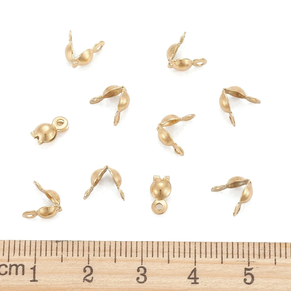 Ion Plating(IP) 304 Stainless Steel Bead Tips Calotte Ends Clamshell Knot Cover Golden 8x4mm Hole: 1mm kit