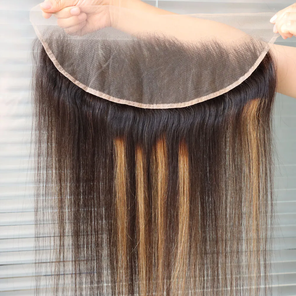 انخفاض الشحن تسليط الضوء على البيانو 1B 27 شقراء 4x4 5x5 13x4 13x6 شفافة قوية الدانتيل إغلاق أمامي الهندي عذراء الشعر مستقيم