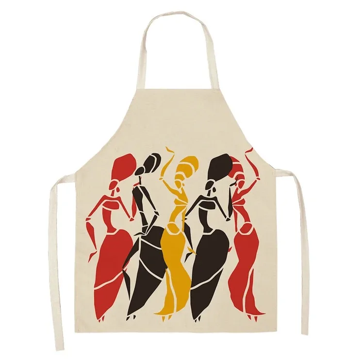 African style Kitchen Aprons for Women Cotton Linen Pinafore Bibs Household Cleaning Home Cooking Apron 53*65cm