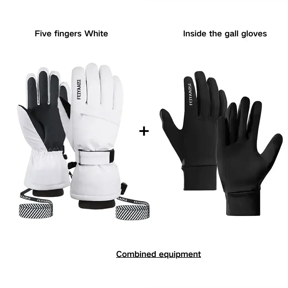 Ski Gloves High Quality Double with Liner Double Climbing Insulation Snow Instructor Professional Ski Gloves