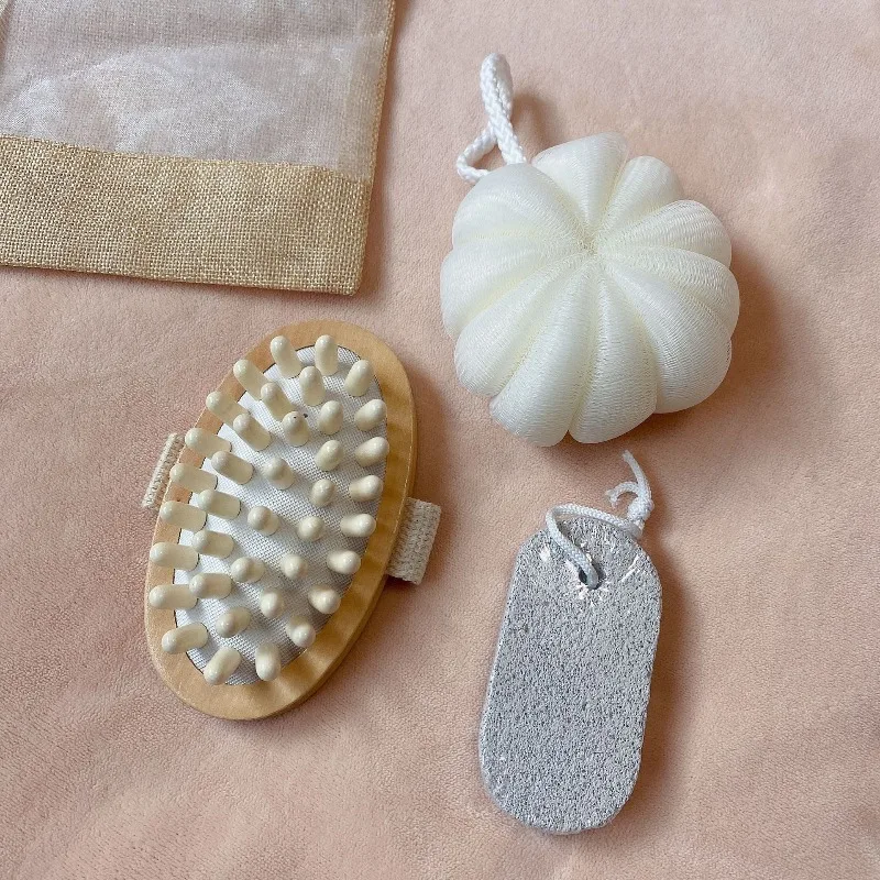 3PCS Bath Set with Loofah Pumice Stone Sisal Scrub for Body 