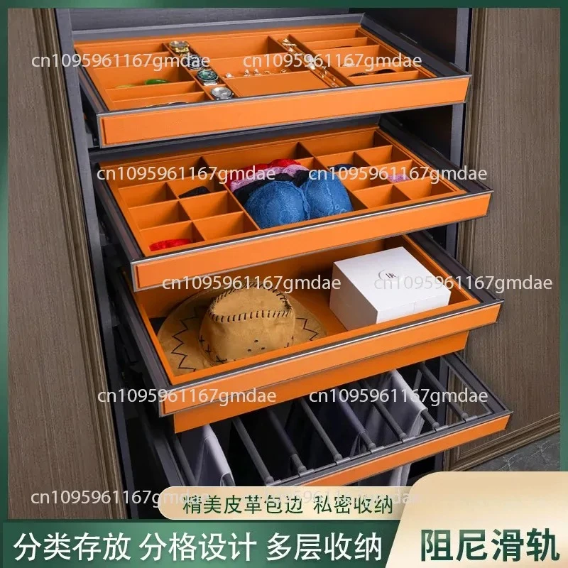 wardrobe-basket-drawer-type-jewelry-box-pull-up-pants-rack-built-in-cloakroom-telescopic-lattice-pull-slide-rail-hardware